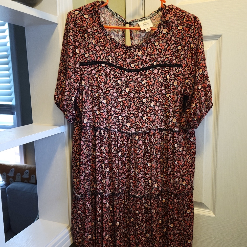Floral Print Dress with Short Sleeves